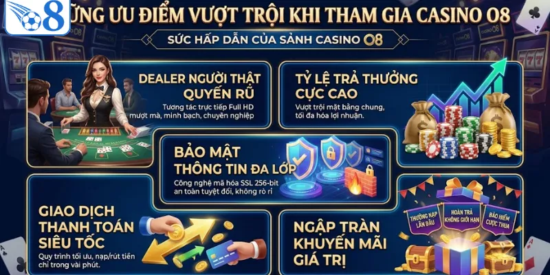 Sức hấp dẫn của sảnh casino O8